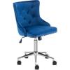 imageVINGLI Rustic Microfiber Armless Home Office Desk Chair with Gold BaseWheels Small Cute VanityMakeup Chair with Back for Bedroom Upholstered Adjustable Rolling Swivel Nail Chair for WomenGirlsBlue