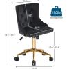 imageVINGLI Rustic Microfiber Armless Home Office Desk Chair with Gold BaseWheels Small Cute VanityMakeup Chair with Back for Bedroom Upholstered Adjustable Rolling Swivel Nail Chair for WomenGirlsBlack