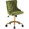 imageVINGLI Rustic Microfiber Armless Home Office Desk Chair with Gold BaseWheels Small Cute VanityMakeup Chair with Back for Bedroom Upholstered Adjustable Rolling Swivel Nail Chair for WomenGirlsOlive