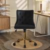 imageVINGLI Rustic Microfiber Armless Home Office Desk Chair with Gold BaseWheels Small Cute VanityMakeup Chair with Back for Bedroom Upholstered Adjustable Rolling Swivel Nail Chair for WomenGirlsBlack