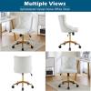 imageVINGLI Rustic Microfiber Armless Home Office Desk Chair with Gold BaseWheels Small Cute VanityMakeup Chair with Back for Bedroom Upholstered Adjustable Rolling Swivel Nail Chair for WomenGirlsWhitevelvet