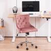 imageVINGLI Rustic Microfiber Armless Home Office Desk Chair with Gold BaseWheels Small Cute VanityMakeup Chair with Back for Bedroom Upholstered Adjustable Rolling Swivel Nail Chair for WomenGirlsPink