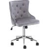 imageVINGLI Rustic Microfiber Armless Home Office Desk Chair with Gold BaseWheels Small Cute VanityMakeup Chair with Back for Bedroom Upholstered Adjustable Rolling Swivel Nail Chair for WomenGirlsGrey