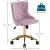 imageVINGLI Rustic Microfiber Armless Home Office Desk Chair with Gold BaseWheels Small Cute VanityMakeup Chair with Back for Bedroom Upholstered Adjustable Rolling Swivel Nail Chair for WomenGirlsMauve Purple