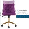 imageVINGLI Rustic Microfiber Armless Home Office Desk Chair with Gold BaseWheels Small Cute VanityMakeup Chair with Back for Bedroom Upholstered Adjustable Rolling Swivel Nail Chair for WomenGirlsDark Purple