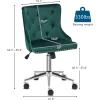 imageVINGLI Rustic Microfiber Armless Home Office Desk Chair with Gold BaseWheels Small Cute VanityMakeup Chair with Back for Bedroom Upholstered Adjustable Rolling Swivel Nail Chair for WomenGirlsGreen