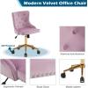 imageVINGLI Rustic Microfiber Armless Home Office Desk Chair with Gold BaseWheels Small Cute VanityMakeup Chair with Back for Bedroom Upholstered Adjustable Rolling Swivel Nail Chair for WomenGirlsMauve Purple