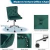 imageVINGLI Rustic Microfiber Armless Home Office Desk Chair with Gold BaseWheels Small Cute VanityMakeup Chair with Back for Bedroom Upholstered Adjustable Rolling Swivel Nail Chair for WomenGirlsGreen