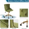 imageVINGLI Rustic Microfiber Armless Home Office Desk Chair with Gold BaseWheels Small Cute VanityMakeup Chair with Back for Bedroom Upholstered Adjustable Rolling Swivel Nail Chair for WomenGirlsOlive