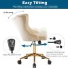 imageVINGLI Rustic Microfiber Armless Home Office Desk Chair with Gold BaseWheels Small Cute VanityMakeup Chair with Back for Bedroom Upholstered Adjustable Rolling Swivel Nail Chair for WomenGirlsBeige