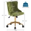 imageVINGLI Rustic Microfiber Armless Home Office Desk Chair with Gold BaseWheels Small Cute VanityMakeup Chair with Back for Bedroom Upholstered Adjustable Rolling Swivel Nail Chair for WomenGirlsOlive