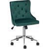 imageVINGLI Rustic Microfiber Armless Home Office Desk Chair with Gold BaseWheels Small Cute VanityMakeup Chair with Back for Bedroom Upholstered Adjustable Rolling Swivel Nail Chair for WomenGirlsGreen