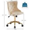 imageVINGLI Rustic Microfiber Armless Home Office Desk Chair with Gold BaseWheels Small Cute VanityMakeup Chair with Back for Bedroom Upholstered Adjustable Rolling Swivel Nail Chair for WomenGirlsBeige
