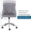 imageVINGLI Rustic Microfiber Armless Home Office Desk Chair with Gold BaseWheels Small Cute VanityMakeup Chair with Back for Bedroom Upholstered Adjustable Rolling Swivel Nail Chair for WomenGirlsGrey