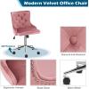 imageVINGLI Rustic Microfiber Armless Home Office Desk Chair with Gold BaseWheels Small Cute VanityMakeup Chair with Back for Bedroom Upholstered Adjustable Rolling Swivel Nail Chair for WomenGirlsPink