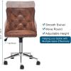 imageVINGLI Rustic Microfiber Armless Home Office Desk Chair with Gold BaseWheels Small Cute VanityMakeup Chair with Back for Bedroom Upholstered Adjustable Rolling Swivel Nail Chair for WomenGirlsRusticmicrofiber