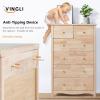 imageVINGLI Unfinished 6 Drawer Dresser Natural Solid Wood Dresser Color DIY Upgraged Rustic Farmhouse Tall Dresser with Spacious Storage Chests of Drawers with Full Extension Drawer Slides177D x 315W x 492H 6 Drawers
