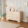imageVINGLI Unfinished 6 Drawer Dresser Natural Solid Wood Dresser Color DIY Upgraged Rustic Farmhouse Tall Dresser with Spacious Storage Chests of Drawers with Full Extension Drawer Slides177D x 57W x 33H 6 Drawers
