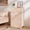 imageVINGLI Unfinished 6 Drawer Dresser Natural Solid Wood Dresser Color DIY Upgraged Rustic Farmhouse Tall Dresser with Spacious Storage Chests of Drawers with Full Extension Drawer Slides177D x 315W x 492H 6 Drawers