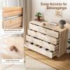 imageVINGLI Unfinished 6 Drawer Dresser Natural Solid Wood Dresser Color DIY Upgraged Rustic Farmhouse Tall Dresser with Spacious Storage Chests of Drawers with Full Extension Drawer Slides177D x 551W x 37H 8 Drawers