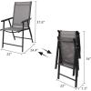 imageVINGLI Upgraded Version Set of 2 Folding Chairs with Arms Portable Patio Chairs for Outdoor ampamp Indoor Sling Back Chairs for Lawn Pool Courtyard Balcony ampamp Garden GreyGrey