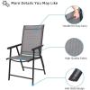 imageVINGLI Upgraded Version Set of 2 Folding Chairs with Arms Portable Patio Chairs for Outdoor ampamp Indoor Sling Back Chairs for Lawn Pool Courtyard Balcony ampamp Garden GreyGrey