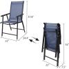 imageVINGLI Upgraded Version Set of 2 Folding Chairs with Arms Portable Patio Chairs for Outdoor ampamp Indoor Sling Back Chairs for Lawn Pool Courtyard Balcony ampamp Garden GreyBlue