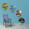 imageVINGLI Upgraded Version Set of 2 Folding Chairs with Arms Portable Patio Chairs for Outdoor ampamp Indoor Sling Back Chairs for Lawn Pool Courtyard Balcony ampamp Garden GreyBlue