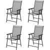 imageVINGLI Upgraded Version Set of 2 Folding Chairs with Arms Portable Patio Chairs for Outdoor ampamp Indoor Sling Back Chairs for Lawn Pool Courtyard Balcony ampamp Garden GreyGrey