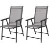 imageVINGLI Upgraded Version Set of 2 Folding Chairs with Arms Portable Patio Chairs for Outdoor ampamp Indoor Sling Back Chairs for Lawn Pool Courtyard Balcony ampamp Garden GreyGrey
