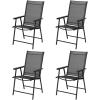 imageVINGLI Upgraded Version Set of 2 Folding Chairs with Arms Portable Patio Chairs for Outdoor ampamp Indoor Sling Back Chairs for Lawn Pool Courtyard Balcony ampamp Garden GreyBlack