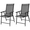 imageVINGLI Upgraded Version Set of 2 Folding Chairs with Arms Portable Patio Chairs for Outdoor ampamp Indoor Sling Back Chairs for Lawn Pool Courtyard Balcony ampamp Garden GreyBlack