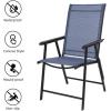 imageVINGLI Upgraded Version Set of 2 Folding Chairs with Arms Portable Patio Chairs for Outdoor ampamp Indoor Sling Back Chairs for Lawn Pool Courtyard Balcony ampamp Garden GreyBlue