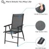 imageVINGLI Upgraded Version Set of 2 Folding Chairs with Arms Portable Patio Chairs for Outdoor ampamp Indoor Sling Back Chairs for Lawn Pool Courtyard Balcony ampamp Garden GreyBlack