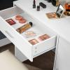 imageVINGLI Vanity Table Set with Lighted MirrorampampStoolWhite Makeup Vanity Set with 10 LED Lights in 3 Colors1 Drawer3 Storage Shelves and 1 Cabinet for WomenDressing Table Set for BedroomWhiteModern White