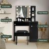 imageVINGLI Vanity Table Set with Lighted MirrorampampStoolWhite Makeup Vanity Set with 10 LED Lights in 3 Colors1 Drawer3 Storage Shelves and 1 Cabinet for WomenDressing Table Set for BedroomWhiteModern