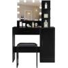 imageVINGLI Vanity Table Set with Lighted MirrorampampStoolWhite Makeup Vanity Set with 10 LED Lights in 3 Colors1 Drawer3 Storage Shelves and 1 Cabinet for WomenDressing Table Set for BedroomWhiteModern