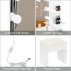 imageVINGLI Vanity Table Set with Lighted MirrorampampStoolWhite Makeup Vanity Set with 10 LED Lights in 3 Colors1 Drawer3 Storage Shelves and 1 Cabinet for WomenDressing Table Set for BedroomWhiteModern White
