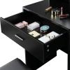 imageVINGLI Vanity Table Set with Lighted MirrorampampStoolWhite Makeup Vanity Set with 10 LED Lights in 3 Colors1 Drawer3 Storage Shelves and 1 Cabinet for WomenDressing Table Set for BedroomWhiteModern