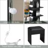 imageVINGLI Vanity Table Set with Lighted MirrorampampStoolWhite Makeup Vanity Set with 10 LED Lights in 3 Colors1 Drawer3 Storage Shelves and 1 Cabinet for WomenDressing Table Set for BedroomWhiteModern