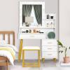 imageVINGLI Vanity Table Set with Lighted MirrorampampStoolWhite Makeup Vanity Set with 10 LED Lights in 3 Colors1 Drawer3 Storage Shelves and 1 Cabinet for WomenDressing Table Set for BedroomWhiteModern White