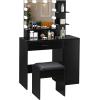 imageVINGLI Vanity Table Set with Lighted MirrorampampStoolWhite Makeup Vanity Set with 10 LED Lights in 3 Colors1 Drawer3 Storage Shelves and 1 Cabinet for WomenDressing Table Set for BedroomWhiteModern