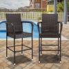 imageVINGLI Wicker Bar Stools Outdoor Set of 2 Outdoor Bar Height Chairs Patio Furniture Bar Stools Wicker for Garden Pool Lawn Backyard