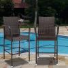 imageVINGLI Wicker Bar Stools Outdoor Set of 2 Outdoor Bar Height Chairs Patio Furniture Bar Stools Wicker for Garden Pool Lawn Backyard