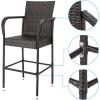 imageVINGLI Wicker Bar Stools Outdoor Set of 2 Outdoor Bar Height Chairs Patio Furniture Bar Stools Wicker for Garden Pool Lawn Backyard