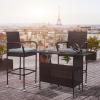 imageVINGLI Wicker Outdoor Bar Table with 2 Steel Shelves Sets of Rails Rattan Patio Storage for Backyard Poolside GardenBrown