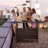 imageVINGLI Wicker Outdoor Bar Table with 2 Steel Shelves Sets of Rails Rattan Patio Storage for Backyard Poolside GardenBrown