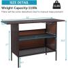 imageVINGLI Wicker Outdoor Bar Table with 2 Steel Shelves Sets of Rails Rattan Patio Storage for Backyard Poolside GardenBrown