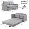 imageVINGLUpgraded Loveseat Sleeper 535quot W 83quot L Convertible Sofa Bed Couch Futon Couches for Living Room Twin Folding Couch Bed for Small Spaces Foldable Floor Gaming Sofa Bed for Basement Dark GreyLight Grey