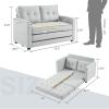 imageVINGLUpgraded Loveseat Sleeper 535quot W 83quot L Convertible Sofa Bed Couch Futon Couches for Living Room Twin Folding Couch Bed for Small Spaces Foldable Floor Gaming Sofa Bed for Basement Dark GreyLight Grey
